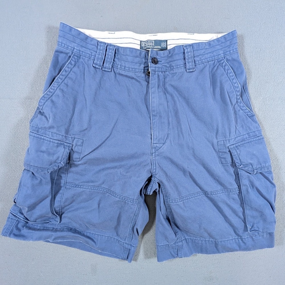 Polo Ralph Lauren Cargo Shorts Mens 35 Blue Twill Casual Utility
